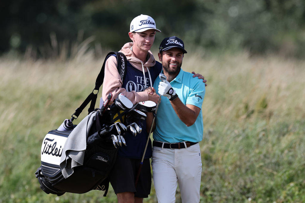 Kyle Barker celebrates qualifying for The 151st Open